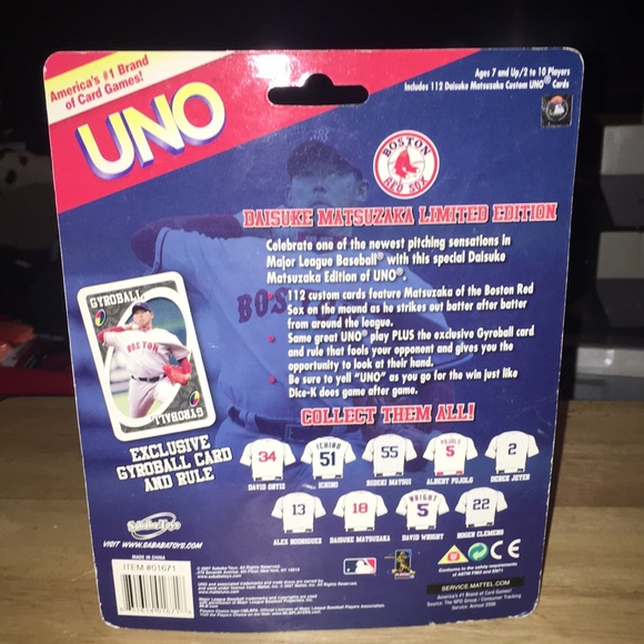 LIMITED EDITION DIASUKE MATSUZAKA BOSTON RED SOX UNO CARD GAME WITH STORAGE CASE - Picture 2 of 2